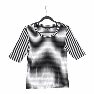Banana Republic navy white stripe tee crew neckline elbow-length sleeves